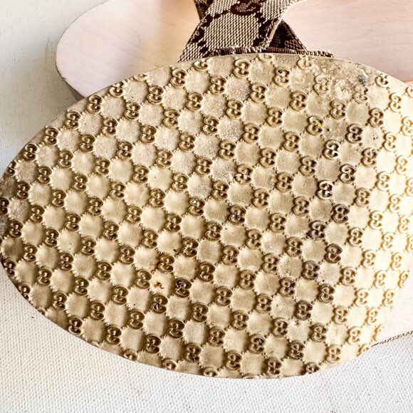 Gucci Canvas Monogram Wood Sole Clog Sandals 37 - Picture 13 of 16